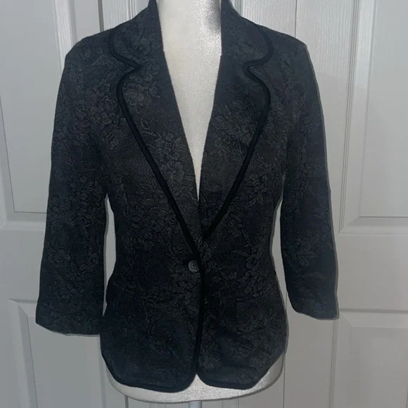 Wet Seal SZ L Black Floral Single Button Front Blazer - Picture 1 of 15